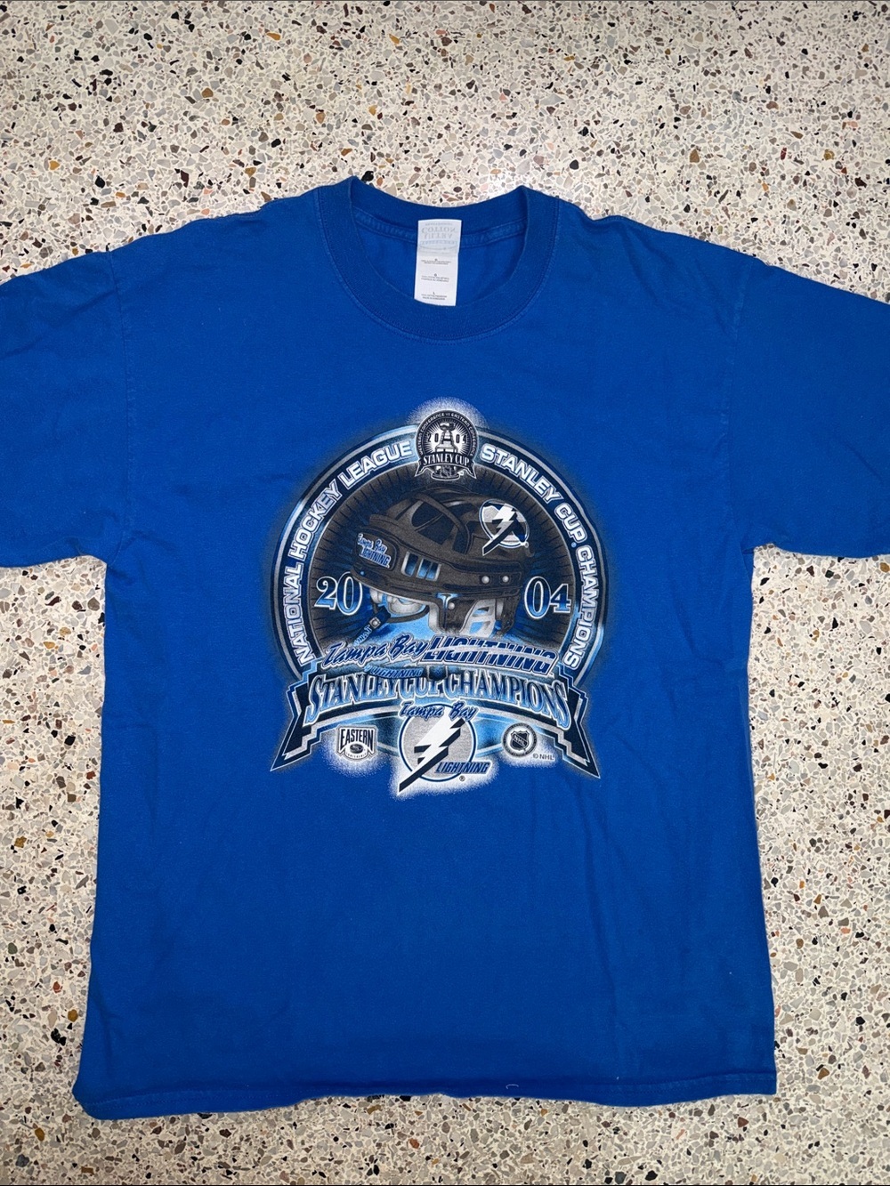 Vintage 2004 Tampa Bay Lightning Hockey Stanley short sleeve shirt large L NHL